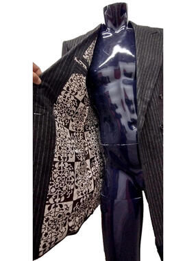 1970s Pinstripe Gangster Wool Suit Disco Wide Lapels Slacks Bell Bottoms 34 Med